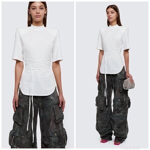 Revolve THE ATTICO Aurelie Cotton T-shirt White Top Size 36